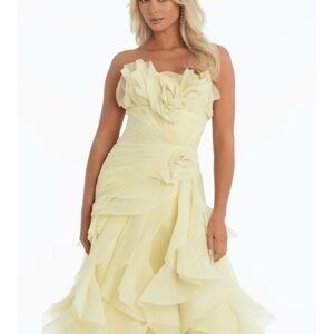 Camille La Vie Strapless Cream Ruffle Dress